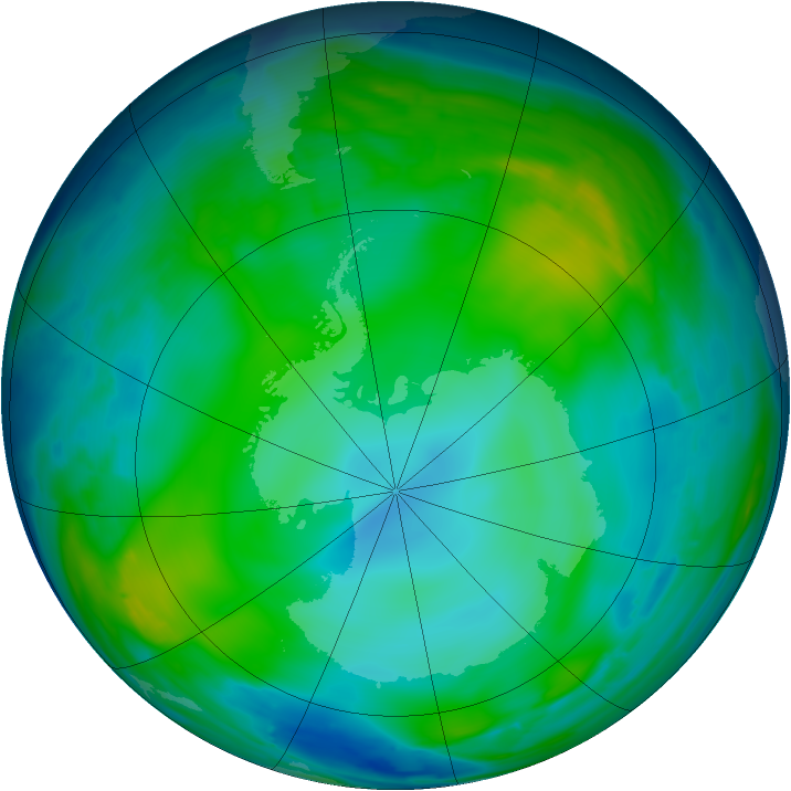 Antarctic ozone map for 09 June 2008